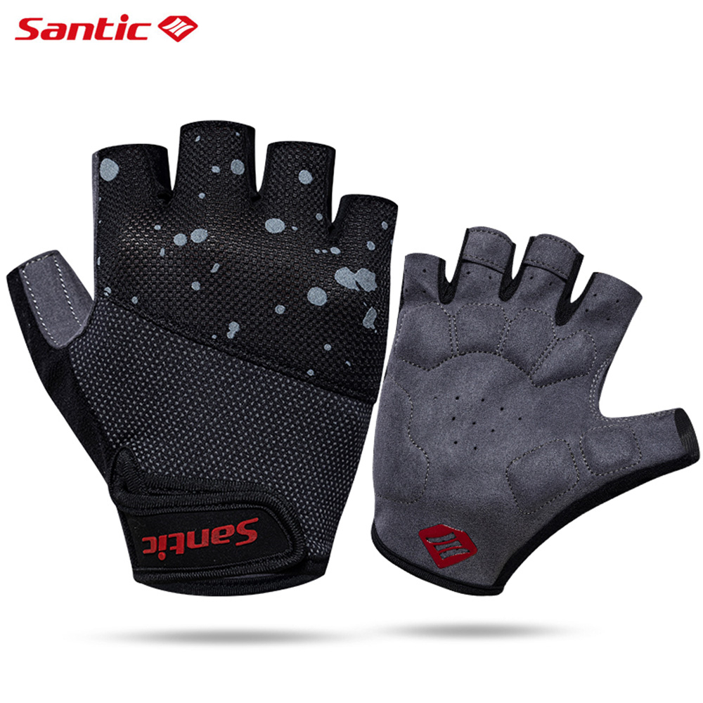 Santic Cycling Gloves Men Shockproof Breathable Fitness Sports Bicycle Bike Half Finger Gloves