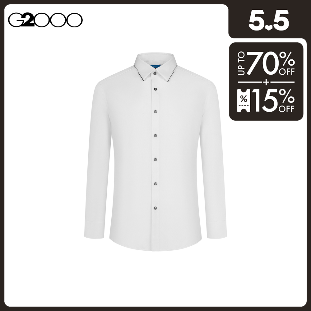 G2000 Men Dry Light Sweat-Wicking Polyester Textured Twill Dress Shirt